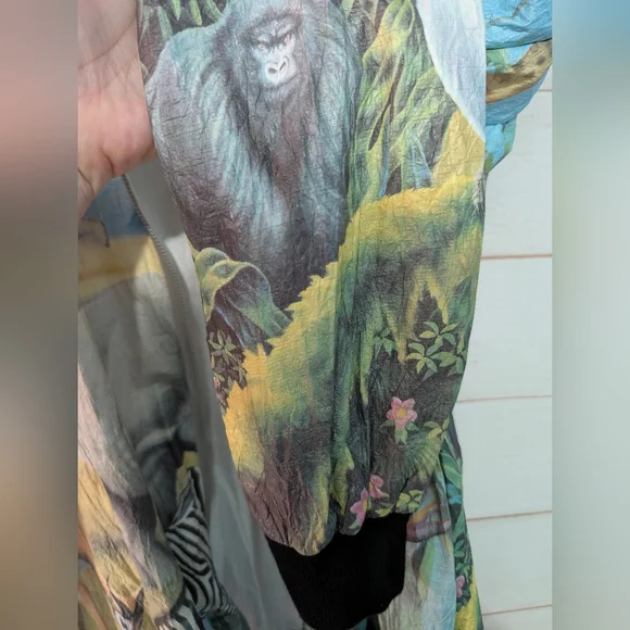 VINTAGE RARE Colorful Animal Print Bomber Jacket Size Large - Picture 7 of 13